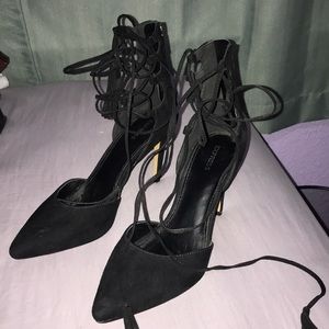 Black Lace up Express heels